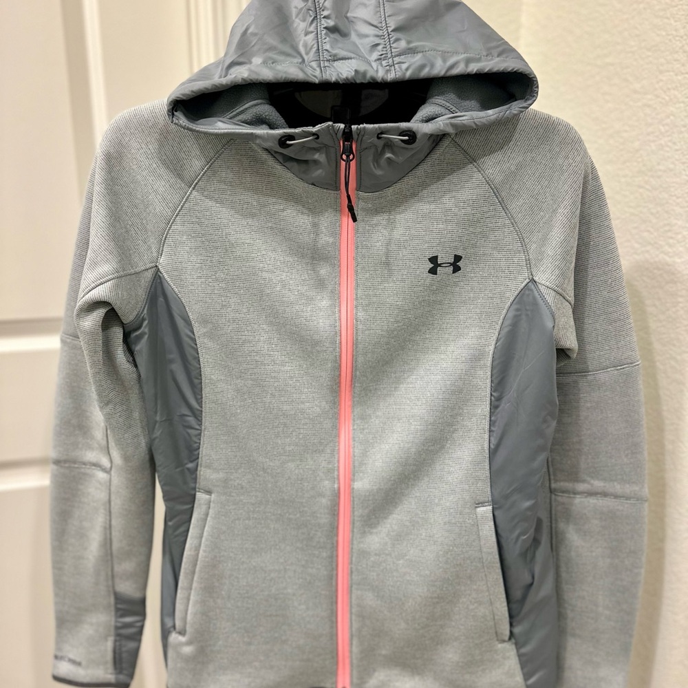 Under Armour Women’s  Gray and Pink Hooded Full-zip Swacket size M